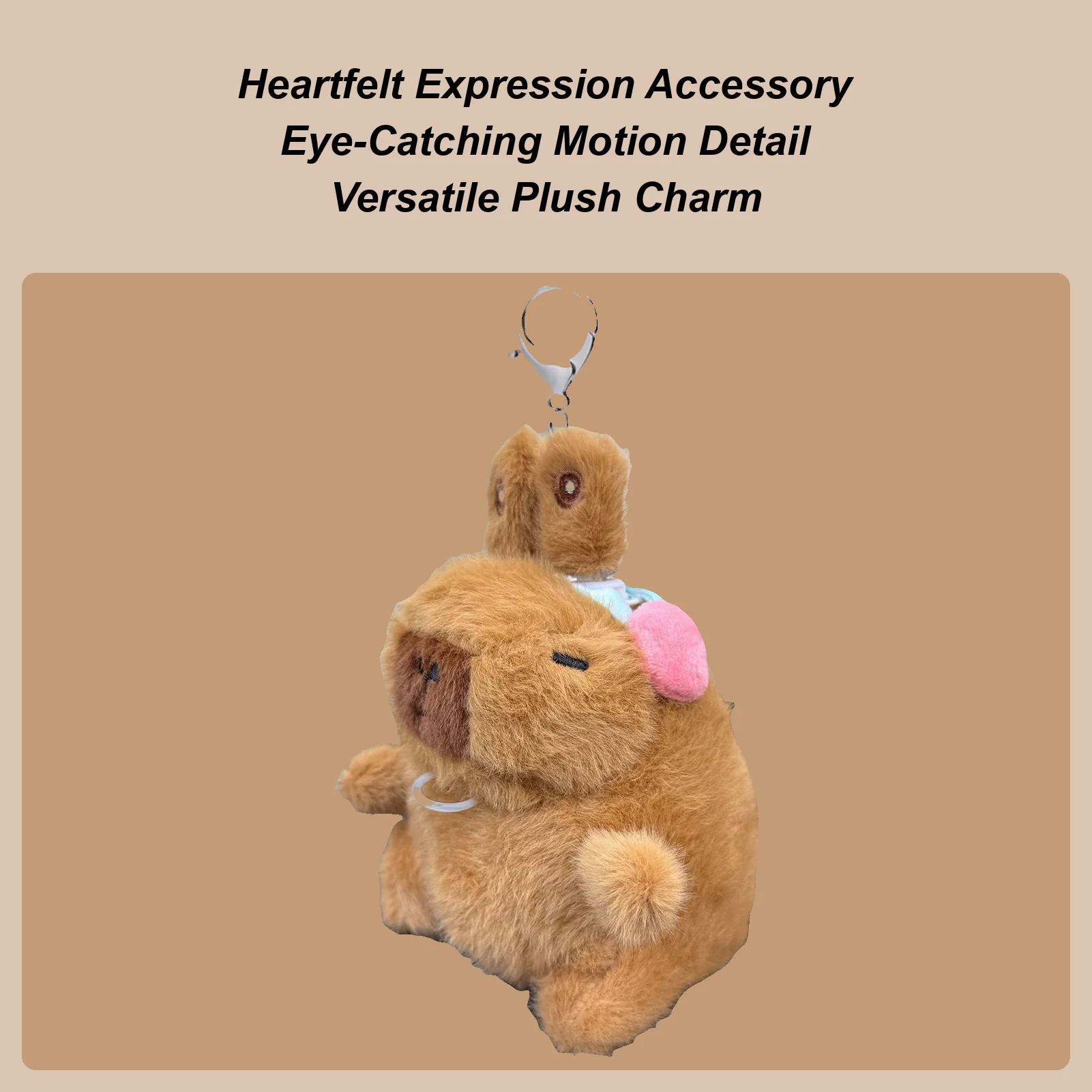 플러시 키체인 부드럽고 귀여운 카피바라 키링 움직이는 귀가 있는 플러시 카피바라 키링 백팩 펜던트 남성 여성 소년용