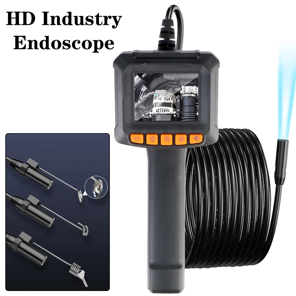 For Car Pipe Sewer Industrial Endoscope Camera Handheld Borescope Inspection Camera IP67 Waterproof HD1080P 2.4 Inch IPS Screen