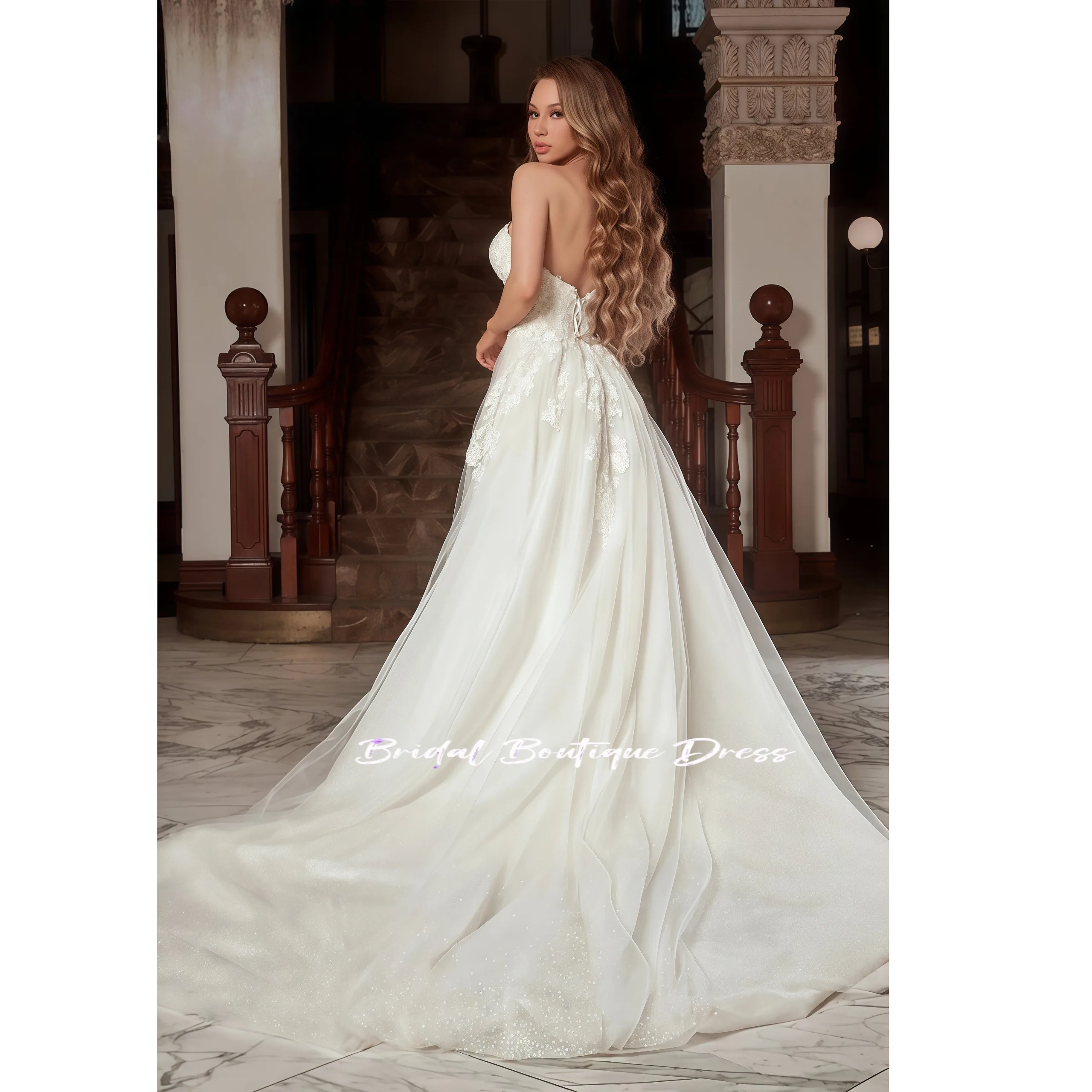 Abito da sposa squisito personalizzato a linea A Abito senza spalline Abiti da sposa in tulle di pizzo Abiti eleganti con scollo a cuore staccabili 1 in 2