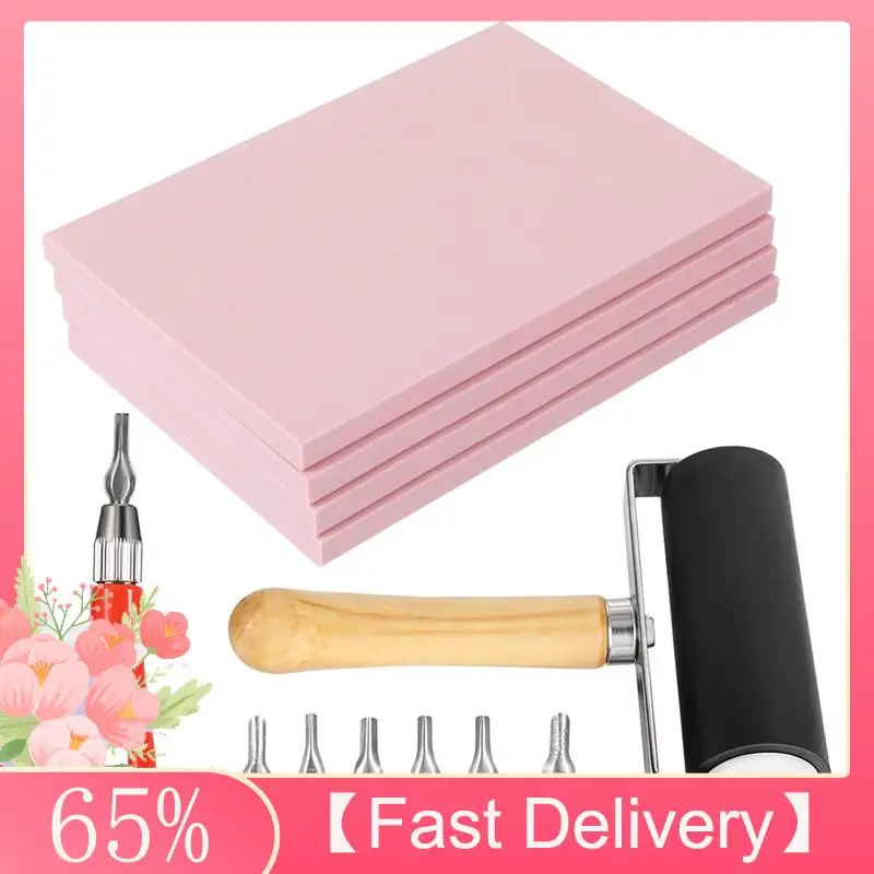 

~Latest Model Stamp Carving Kit 4 Pack With Cutting Tools And Brayer Roller For Printmaking Crafts