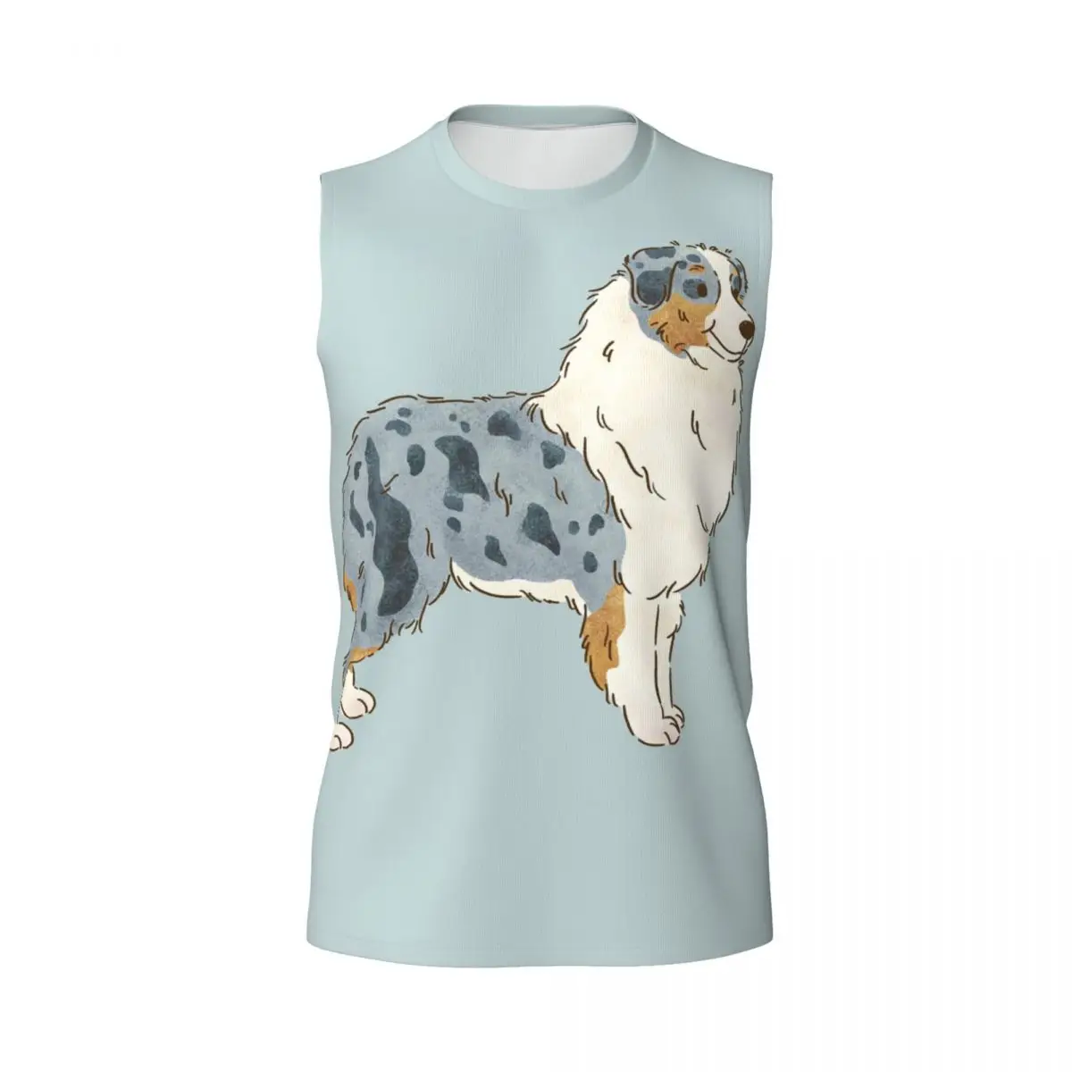 Australian Shepherd Aussie Dog Men Printed Sleeveless T-shirt Casual Hip Hop Street Style Beach Holiday Tank Tops