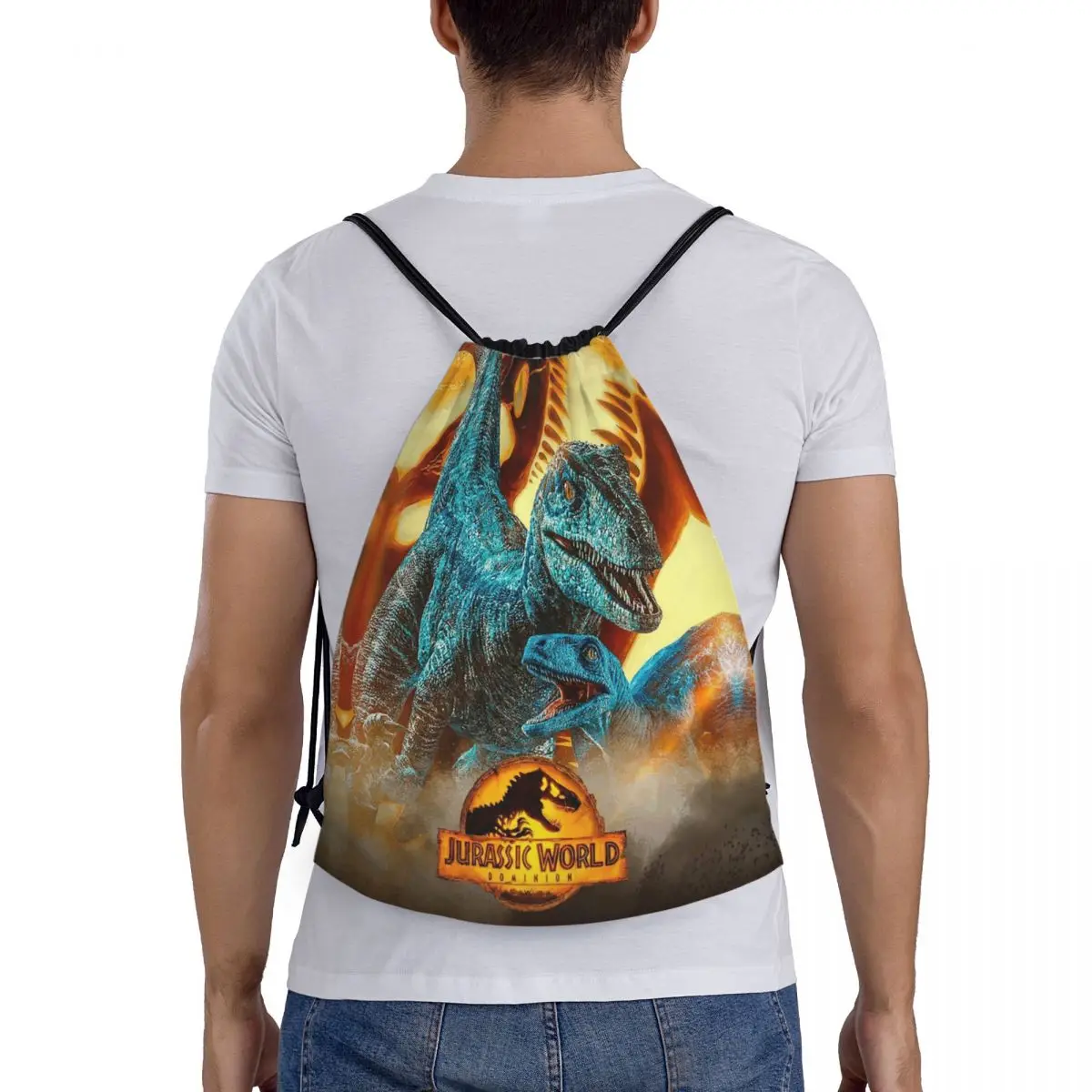 

Jurassic World Backpacks Fashion Portable Drawstring Bundle Pocket Sports Bag Book Bags For Man Woman School