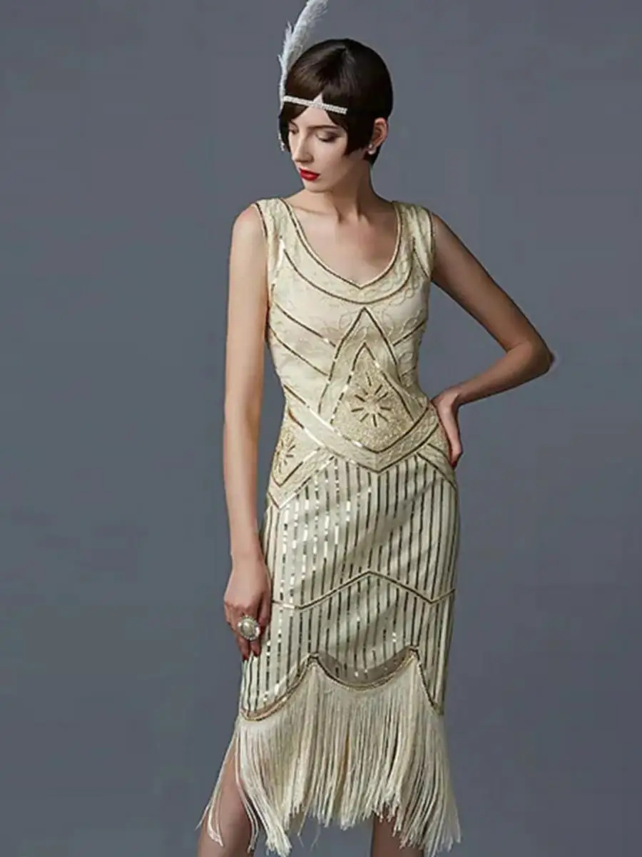 Retro Tassel Dr for Stage Performance And Dance Par 920S Sle Polyester Material Spring Collection by xiao