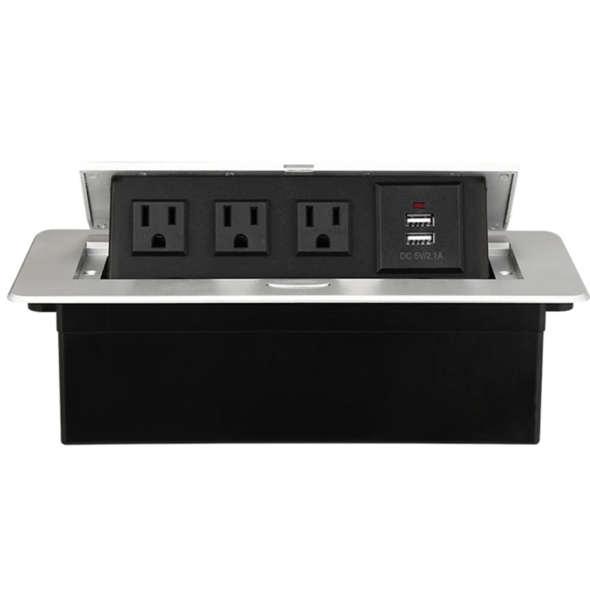 

HOT 3 Outlets Pop-Up Floor Electrical Outlet Recessed Hidden Countertop Socket Floor Outlet Box with 2 USB Ports US Plug