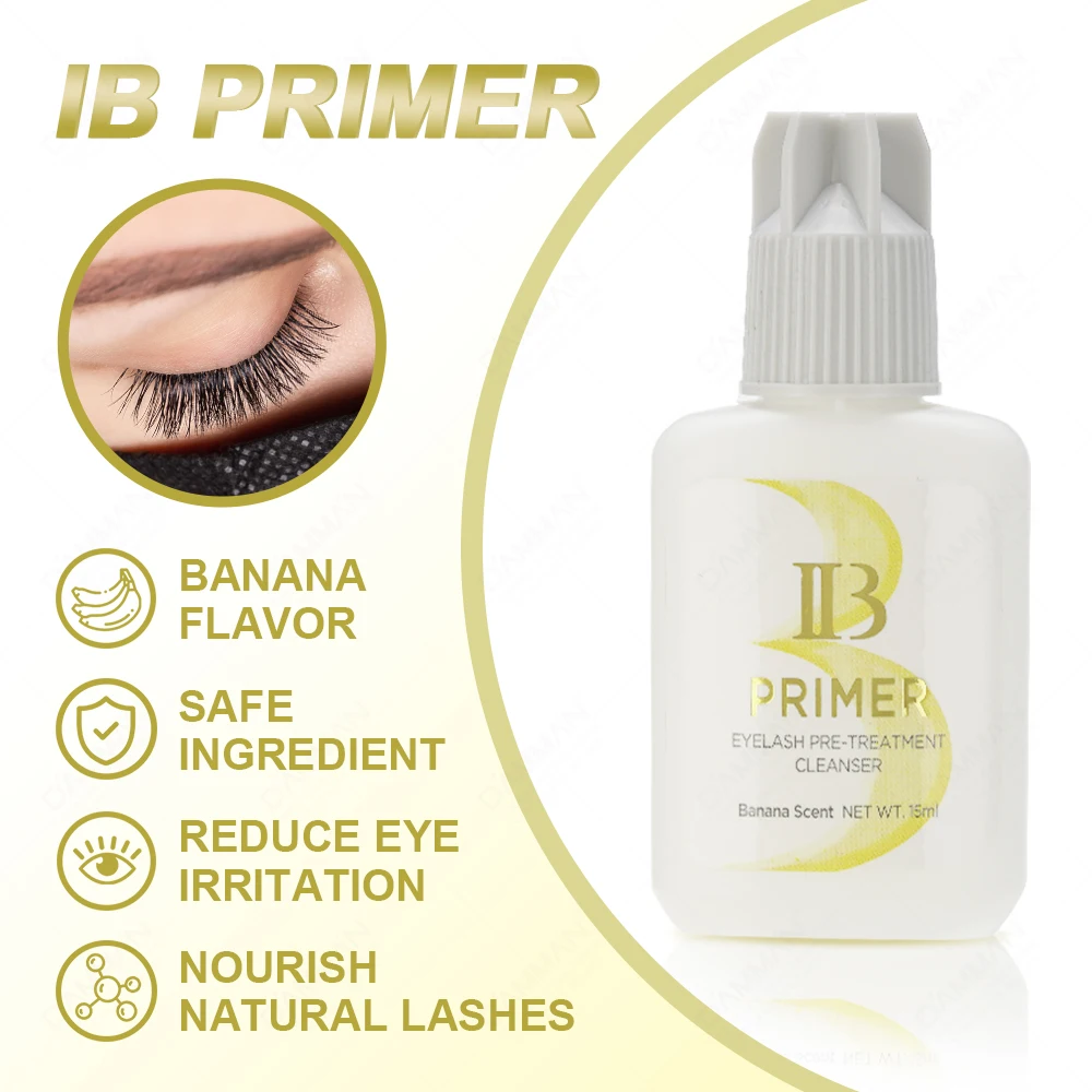 1 bottiglia 15ML IB Primer Colla per ciglia per estensioni delle ciglia Professionale IBeauty Banana Profumo Agente di fissaggio IB Primer Ciglia finte