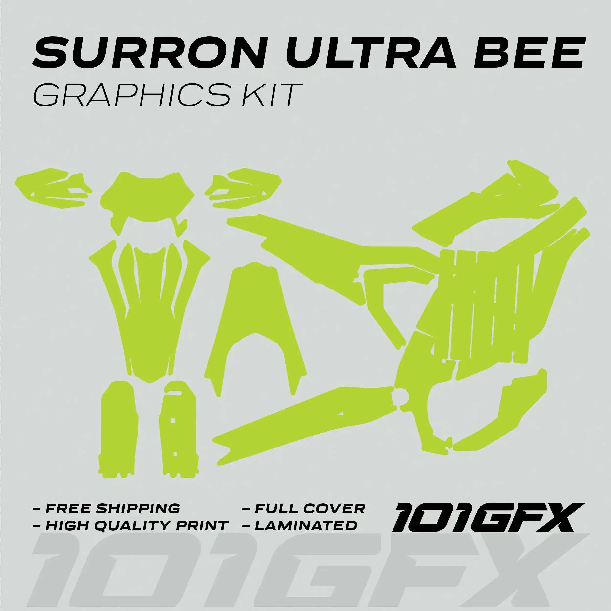 Graphics Kit SOLID COLOR GREEN Decals Stickers Laminated eBike Decals Wrap Protection Mono Color For Surron Ultra Bee