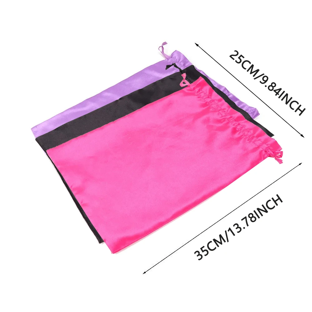 Satin Storage Bags For Home And Salon Use  Satin Wig Bags Black Pink Soft Silk Wig Bag For Hair Wig Packaging Tools