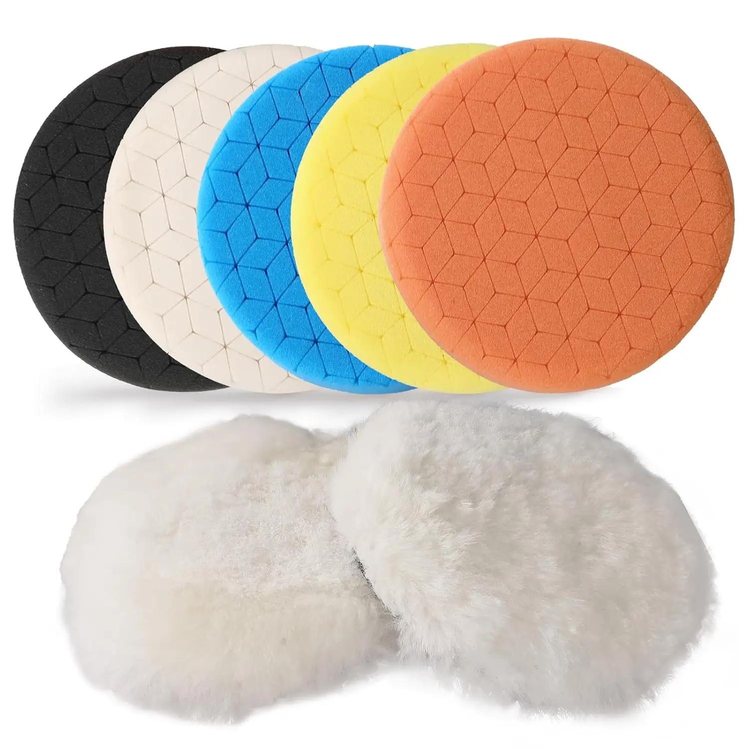 

6 Inch Buffing Pads Kit, 7PC Sponge Polishing Pads for Car Detailing, Cutting & Polishing