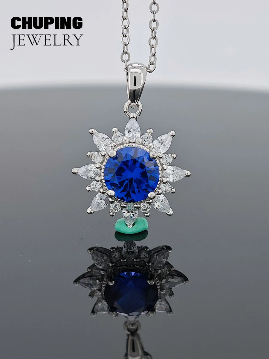 

Chu Ping Fine Jewelry Lab Сапфир и Рубин Круглая Форма S925 Серебряное Ожерелье Для Изысканно Одеваются и Ослепится Целый