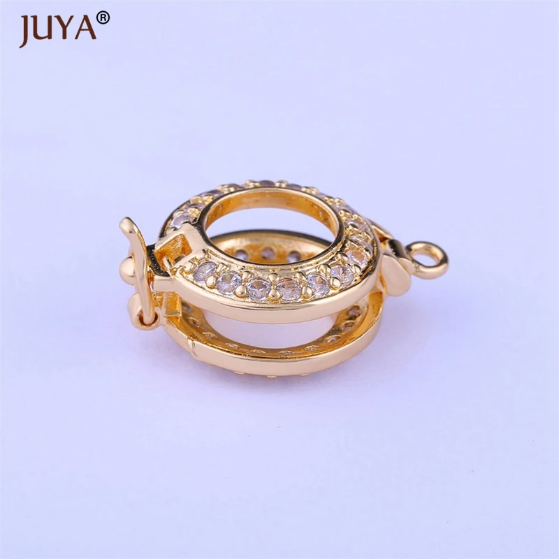 Clasp for beads handmade jewellery Findings Micro Pave Zircon Rhinestone Pearl Clasps For Pearls Necklace Jewelry Making