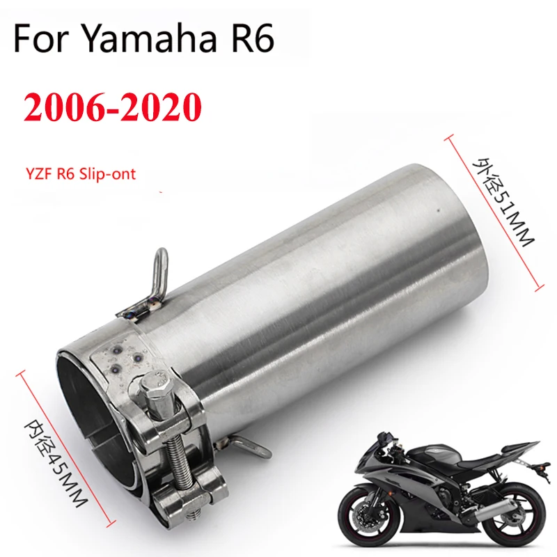 Motorrad-Auspuff-Mittelrohr für Yamaha R6 YZF-R6, Slip-On, Original-Header, 45 mm Schalldämpfer, Edelstahl, 2006–2020