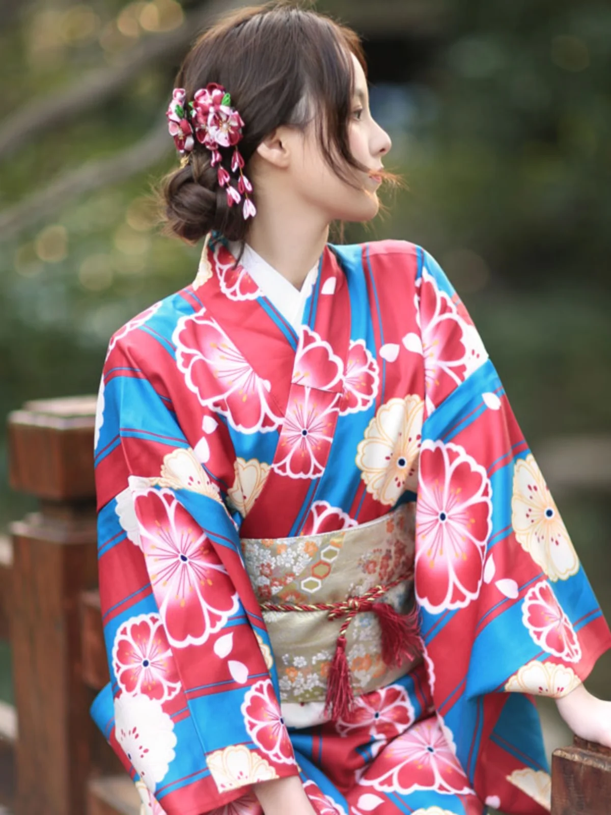 

Japanese Style Beauty Kimono Women's Formal Wear Elegant Girl Improved Bathrobe Not Easy to Wrinkle Free Ironing