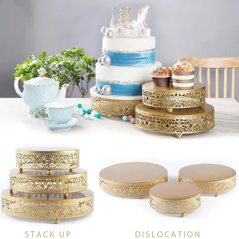 Golden wrought iron dessert table ornament display stand cake tray European afternoon tea snack rack cold meal tea break table