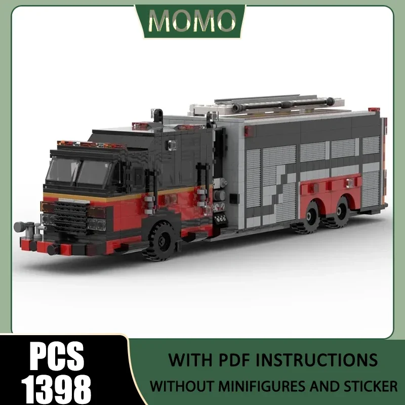 Fire Fighting Vehicle Moc Building Blocks Saber Pumper-Tanker Firetruck Model Technology Brick DIY Assembly Construction Set Toy