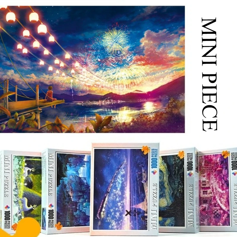 High Difficulty 1000 Pieces Puzzle Decompression Puzzle Landscape Famous Painting Super Difficult Mini Puzzle