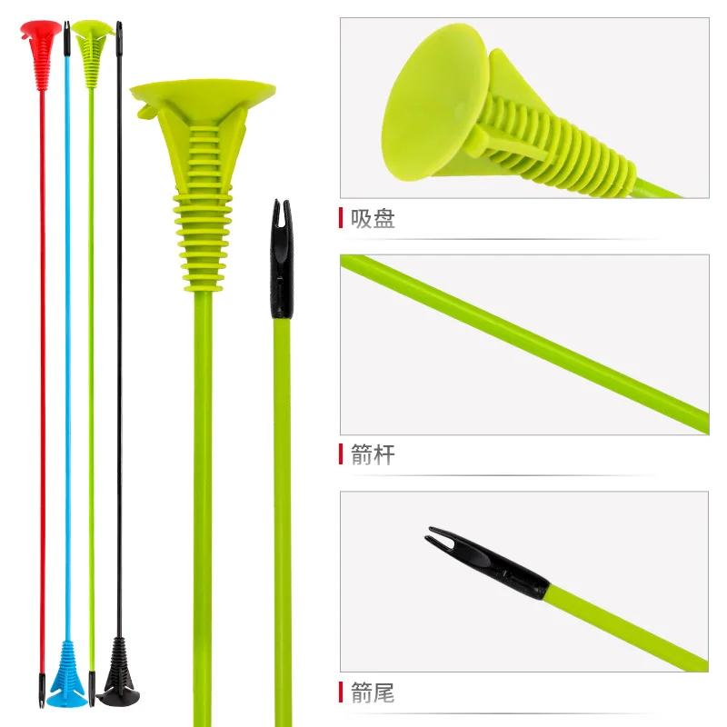 25 Inches Children Sucker Arrows Diameter 5mm Glass Fiber Solid Shaft Safe Arrowhead for Youth Outdoor Sports Toy Gift