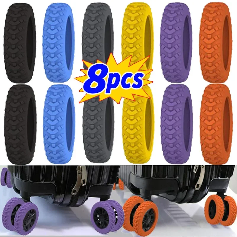 Thicker Luggage Wheels Protector Silicone Travel Rolling Suitcase Reduce Noise Wheel Cover Castor Trolley Sleeve Accessories