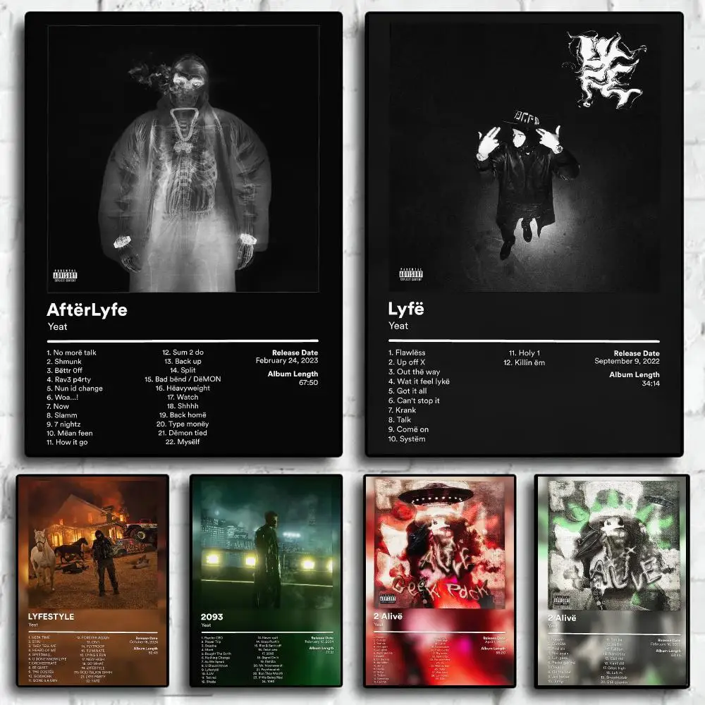 Rapper Y-Yeat Album Cover Poster Trendy Wall Art Aesthetic Room Decor Print Living Room Bedroom Home Decoration