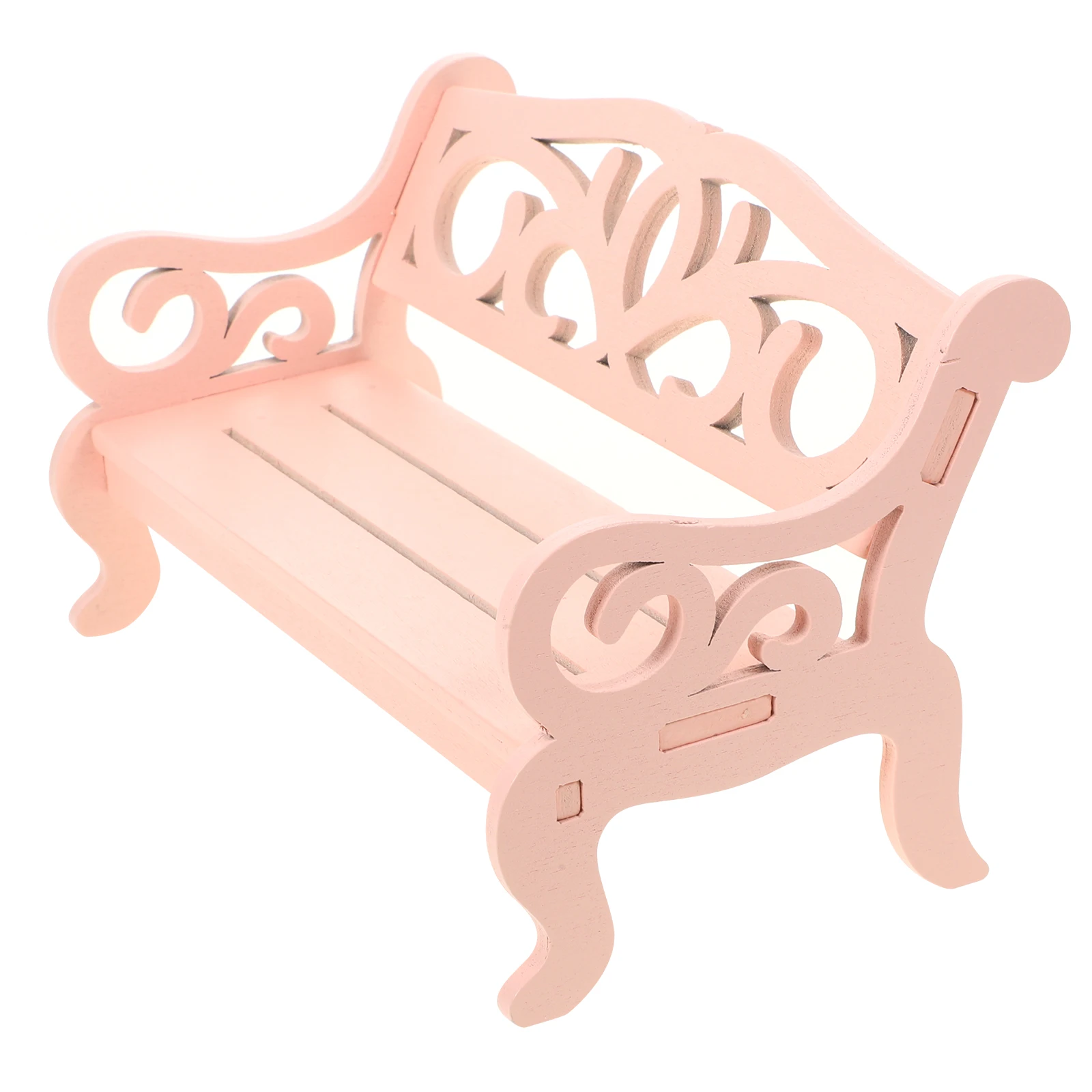 

2pcs Pink Chair Decorative Decor Miniature Furniture Lovely House Accessory Wood Mini House Decor Delicate Mini Realistic