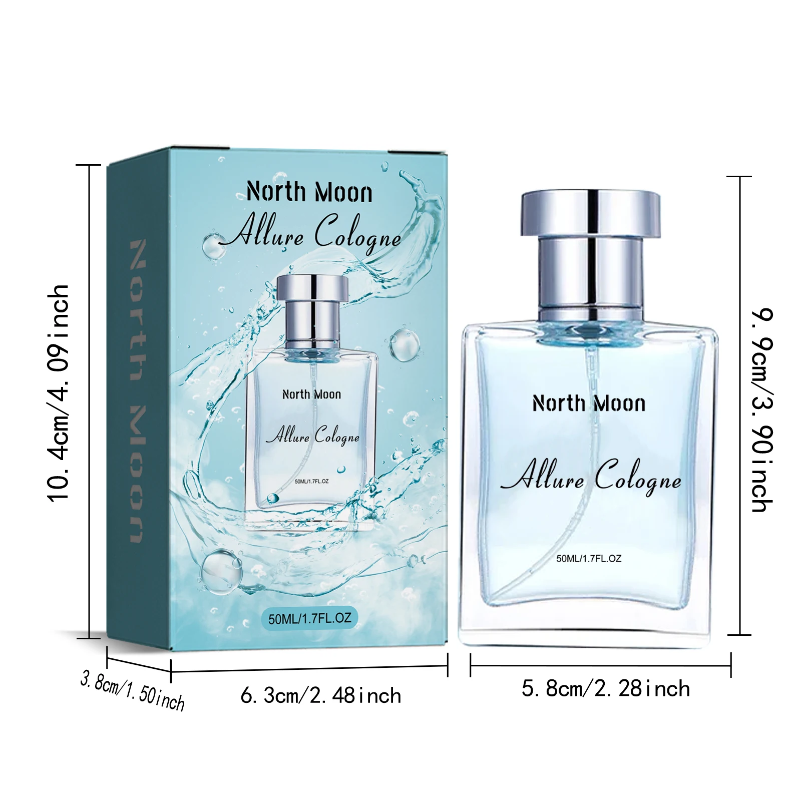 NORTH MOON Allure Colonia 50ML 1,7 oz Perfume Charm Libera fragancias suaves, refrescantes y ligeras, naturales y portátiles con