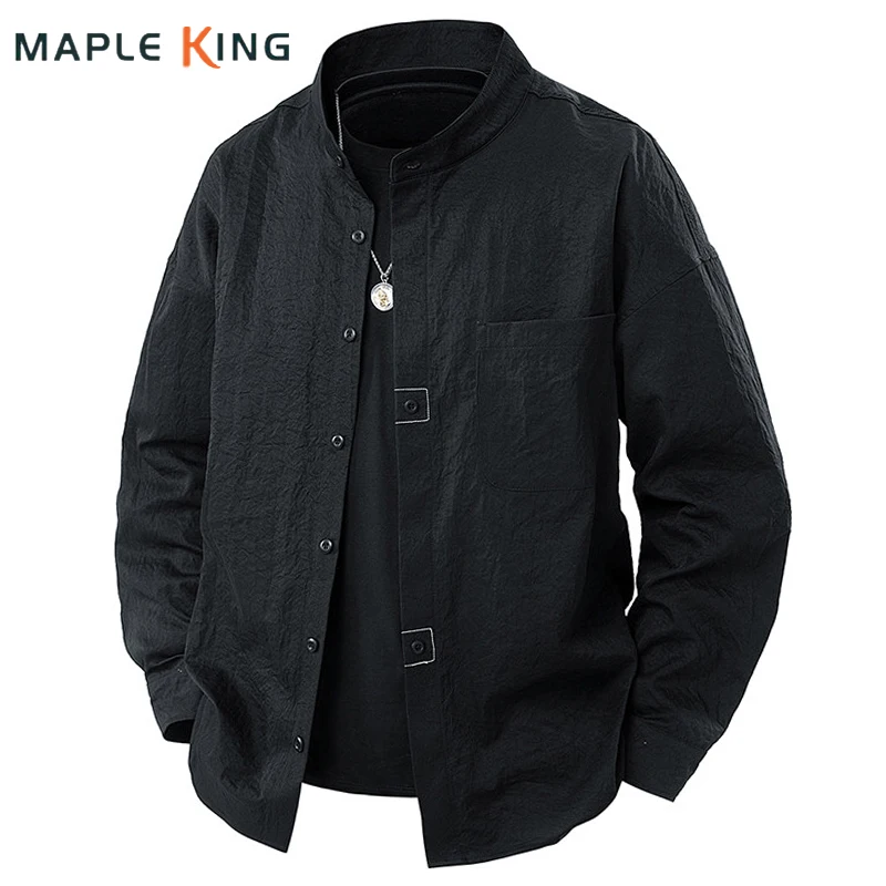 

Мужская одежда, черная рубашка на пуговицах в японском стиле, винтажная сорочка с длинными рукавами 2025 года, уличная одежда Yamamoto Camisas, мужские рабочие рубашки