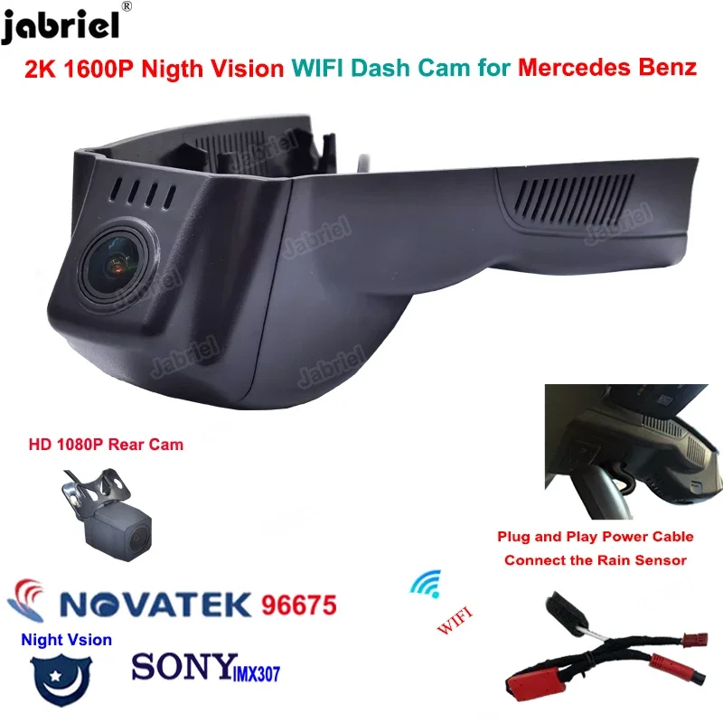 Grabador Dvr de coche Wifi 2K 1600P Dashcam para Mercedes Benz Clase A w176 w177 para Mercedes Benz GLA x156 para Mercedes Benz CLA w117