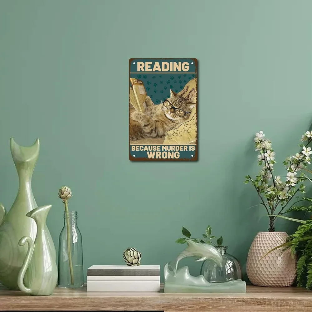 علامة CREATCABIN "Weil Murder Is Wrong" من القصدير - ديكور حائط معدني عتيق على شكل حيوان مضحك #3