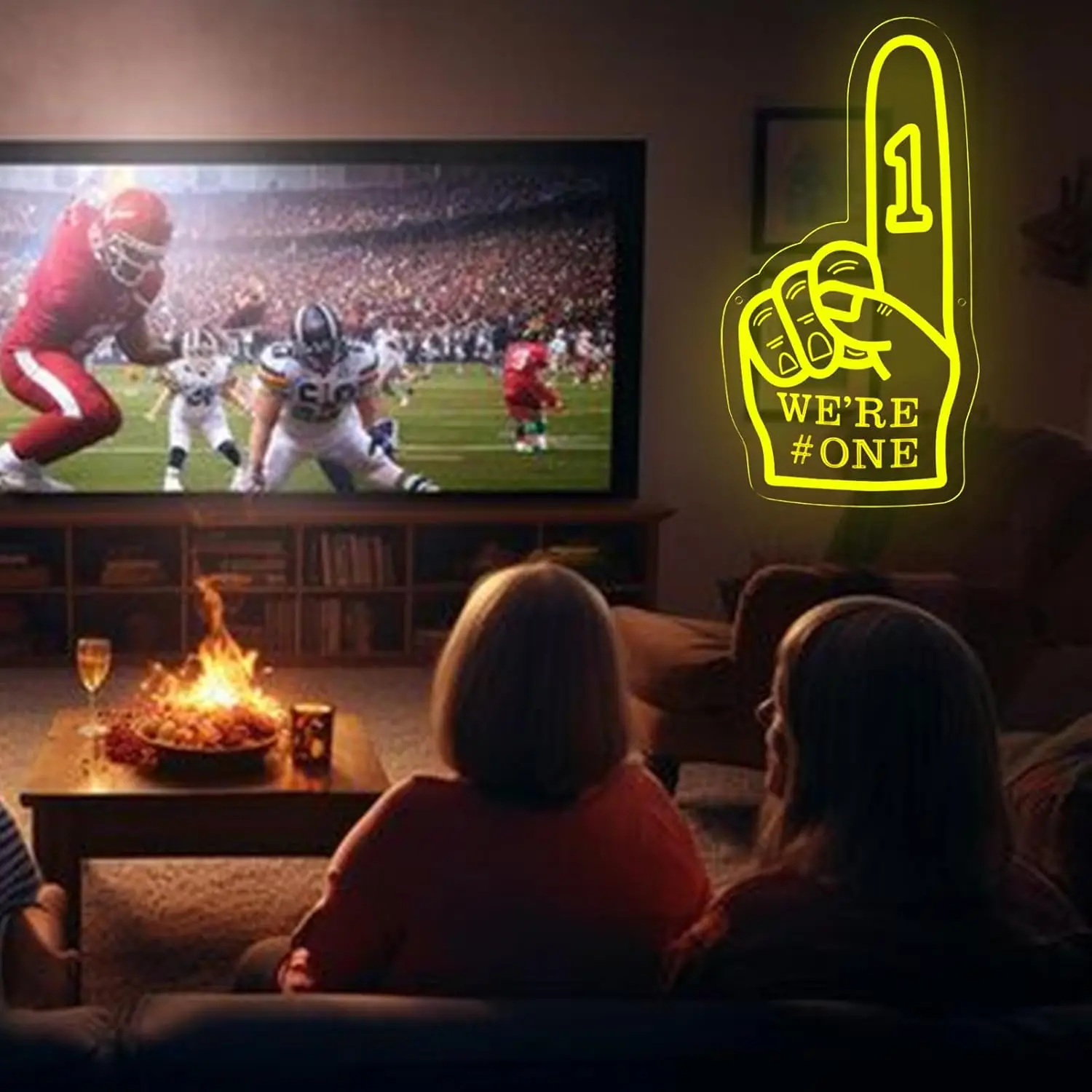 We're #One Number 1 Foam Finger LED Neon Sign USB Neon Light Wall Lamp for Sport Bar Game Room Bedroom Home Decor Christmas Gift