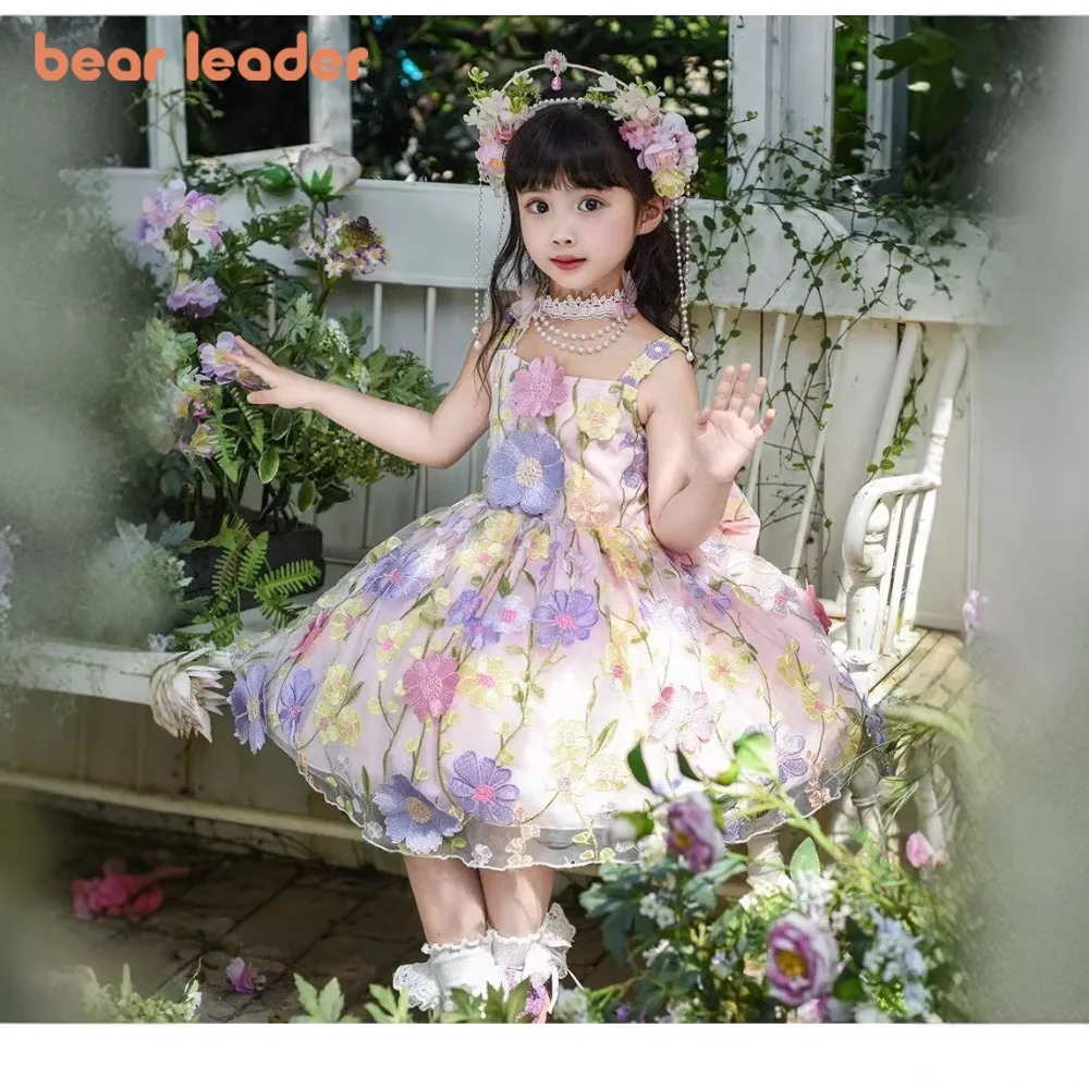 

Bear Leader Summer Korean Version Sweet Flower Girl Dresses Suspender Princess Costume Sleeveless Little Girl Carnival Dress