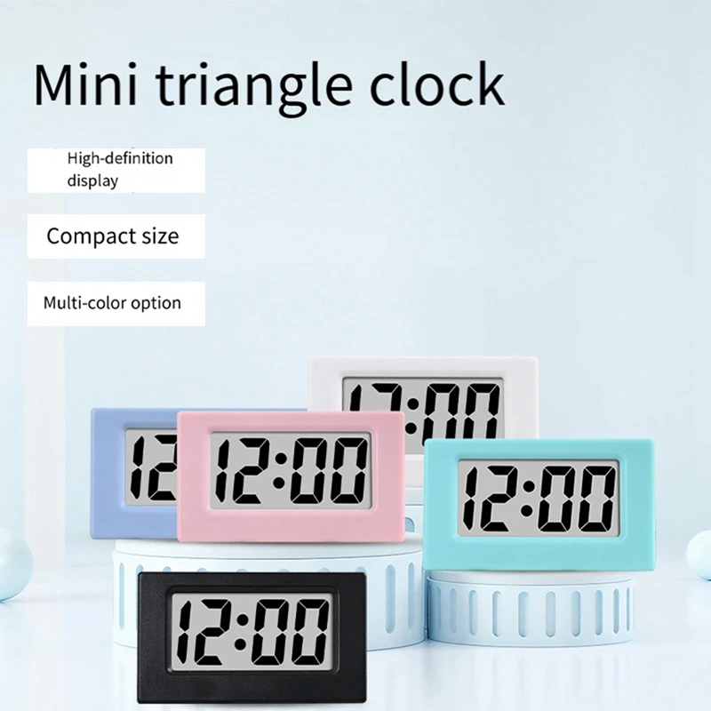 Mini Clock Triangle LED Screen Lectronic Digital Alarm Screen Desktop Clock For Home Office Table Bedroom Decor Durable Blue