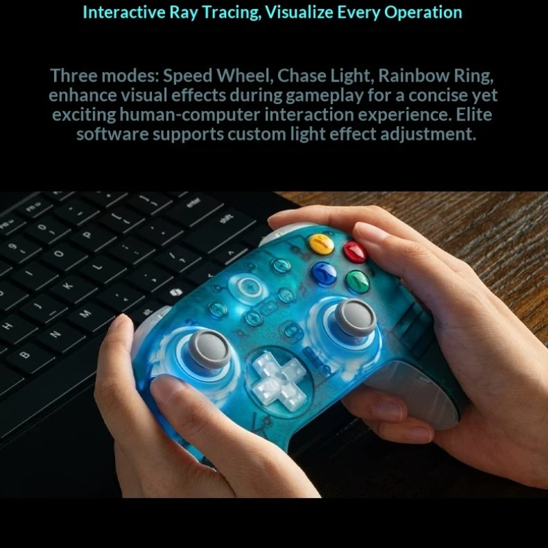 Orion 2nd Controller Blue Transparent Edition 2.4G Six-Axis Motion TMR Joystick Dual Trigger Three Modes Gamepads for PC Steam