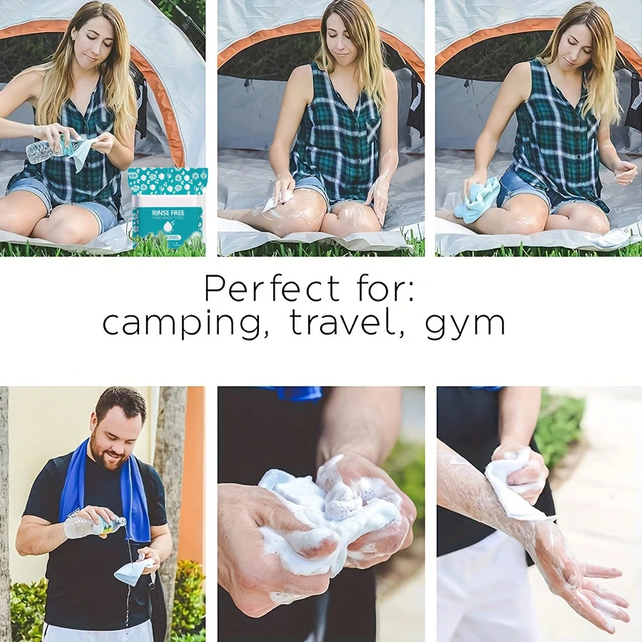 11.81In*11.81In 50Pcs Disposable No-Rinse Bath Towels, Just Wet, Lather, and Dry, Suitable for Travel, Outdoor Activities, Camping, Swimming, Fitness--25 Pieces Per Pack