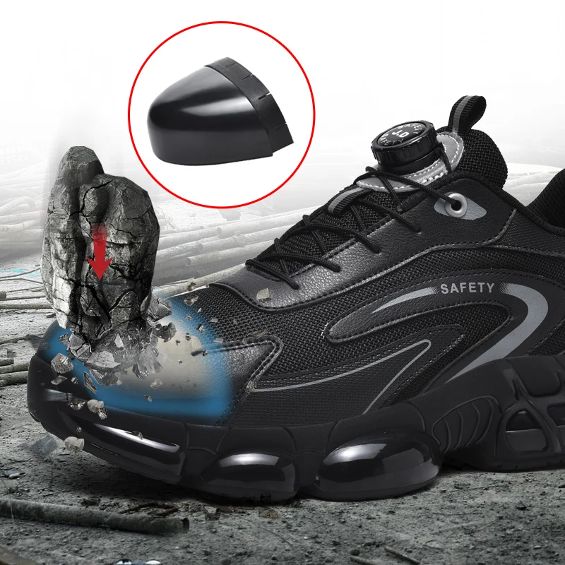 winter Men's Work Shoes with Rotating Buckle Fashion Casual Shoes Anti-Smash Anti-Puncture Women's Safety Shoes Protective Boots