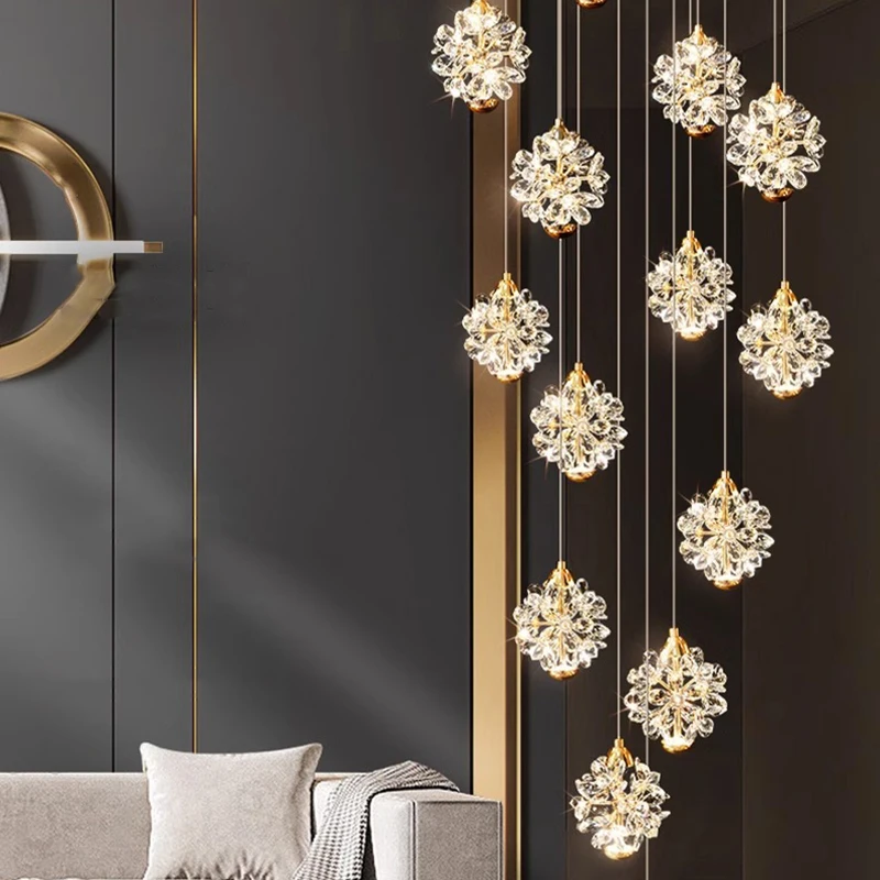 Modern home decoration crystal chandelier, stair Pendant lamp, living room Pendant lights, interior lighting