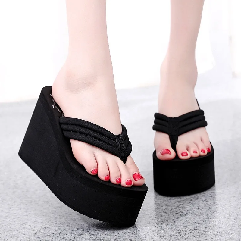 

11cm Sole Flip Flops for Women Summer Platform Shoes with Anti Slip and Wear-resistant Fashionable Women's Outdoor Cool Slippers