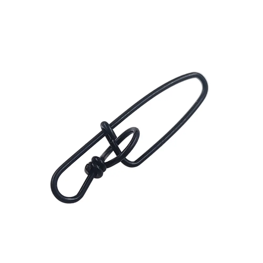 20 pièces Émerillons de pêche noirs en acier inoxydable avec double sécurité et verrouillage interne, connecteurs pour leurres et hameçons