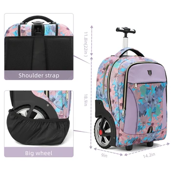 Rolling Bagagem Mochila com Rodas, Grande Capacidade, Trolley Malas, Multifuncional, Laptop, Mochila, Malas de Viagem