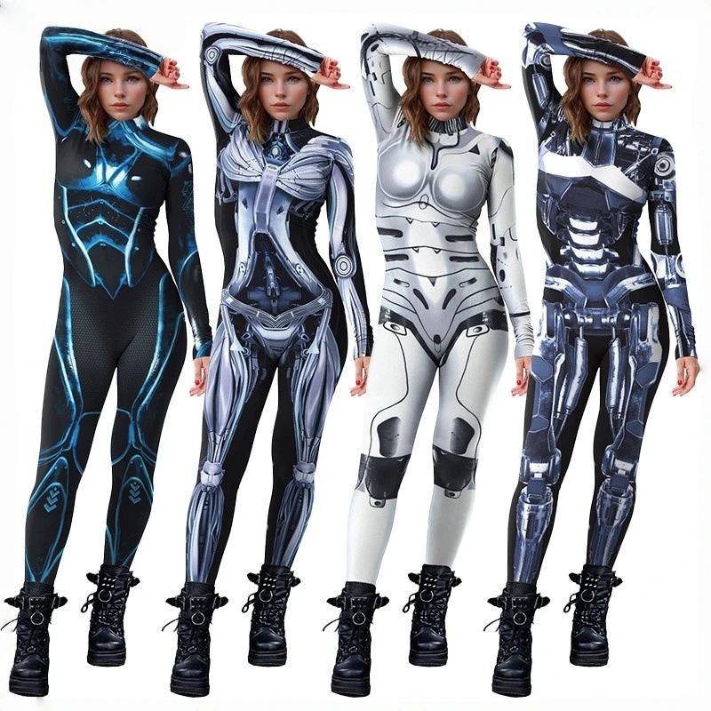 

Fall 2025 Cross-Border New One-Piece Suit Mechanical Digital Printing Body Suit Role-Plang Costume Tight Fit Women's Wear