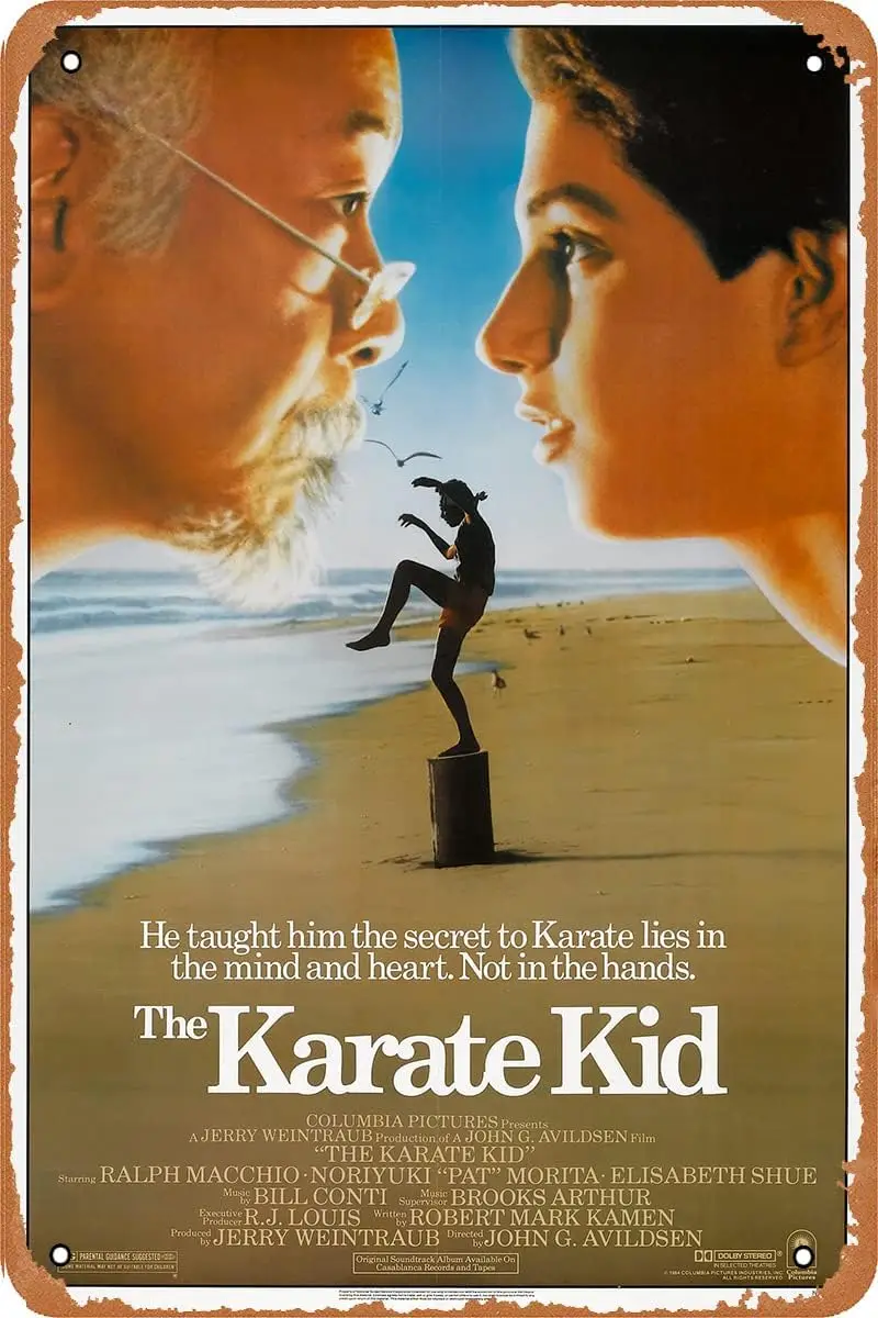 Filmplakat „The Karate Kid 1984, Metallwandschild im Blechschild