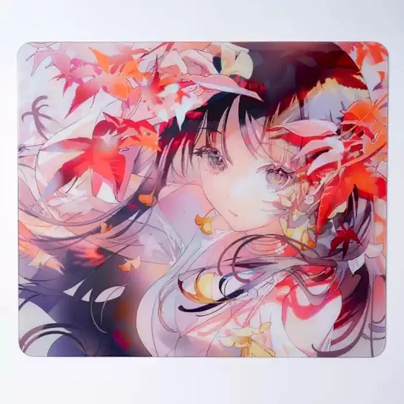 

Японский осенний коврик для мыши с кленовыми листьями и милым девичьим дизайном, стеклянный, для киберспорта, игровой клавиатуры, офисного рабочего стола, декора студенческого общежития