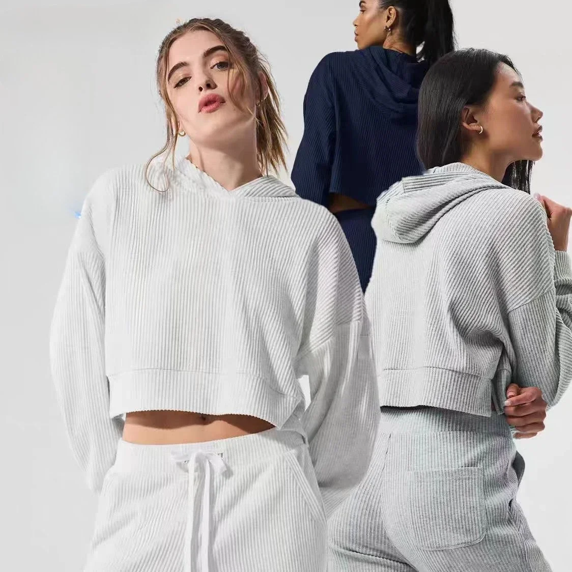 

OLA Yoga Set MUSE Hoodie Short side split type Ribbed Sports Set Casual and Comfortable Women's Loose Top MUSE Sports Pants