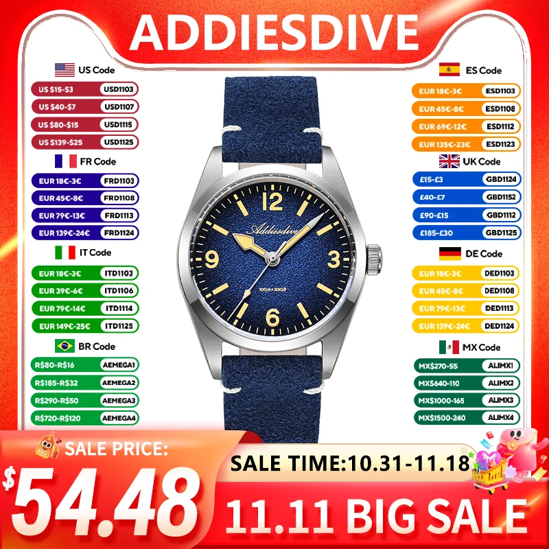 Watch Crown Screw Down Replacement - Мужские кварцевые часы ADDIESDIVE AD2544 с