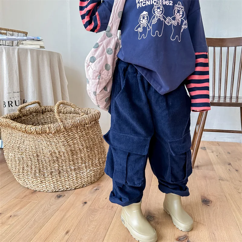 

Winter Autumn Children's Casual Corduroy Pants Loose Baby Boys Girls Harem Wide Leg Trousers Kids Fashion Pants Toddler Clothes