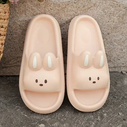 Zapatillas de conejo con almohada de espuma para mujer, zapatos antideslizantes de suela suave con dibujos animados, para interior y exterior, 2024