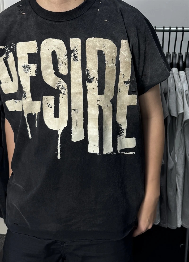 Summer Short Sleeve Tshirt Saint Punk art limited edition BOX TEE Hand Worn Vest T-Shirts Men Women High Quality T Shirt Washed