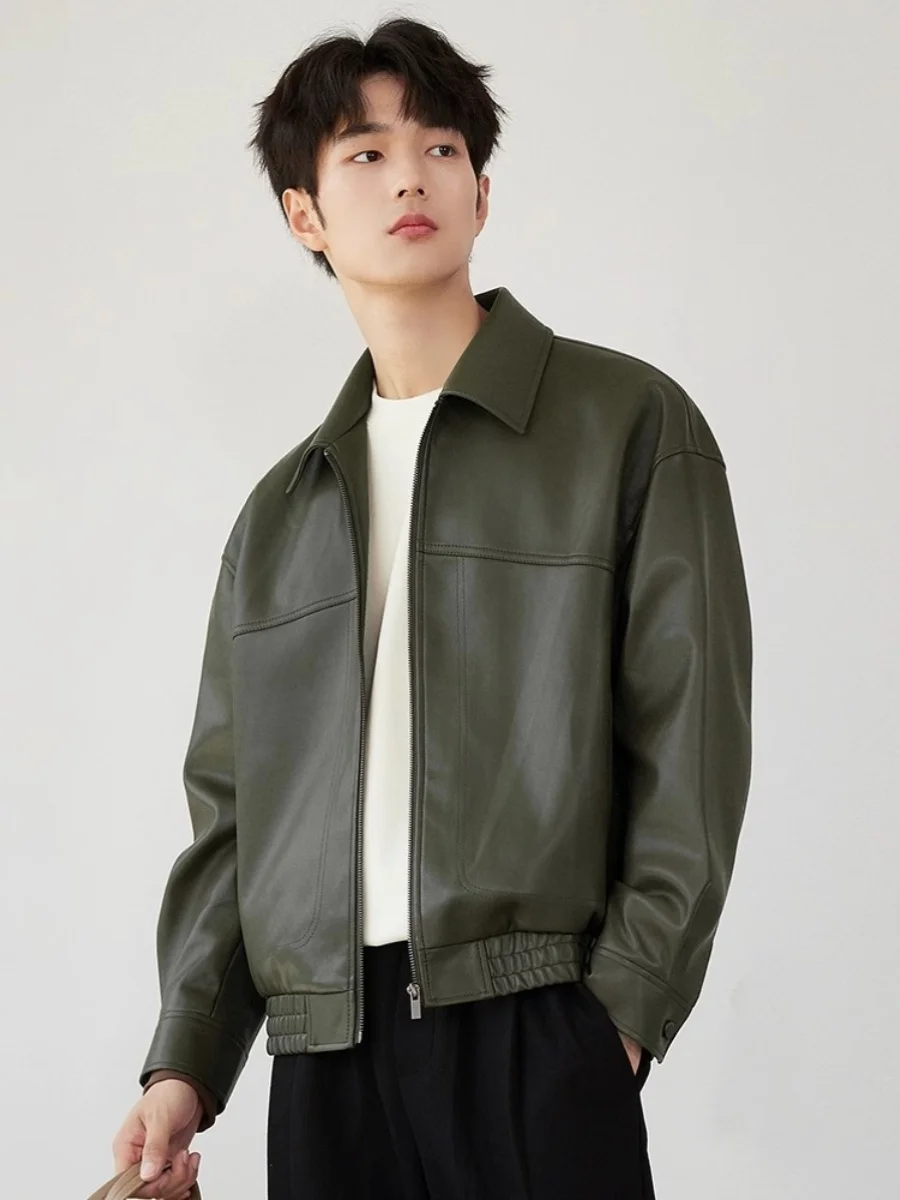 

Мужская повседневная куртка из мягкой кожи с воротником-стойкой, мотоциклетная, весна-осень, новинка, модная, для молодежи, для отдыха