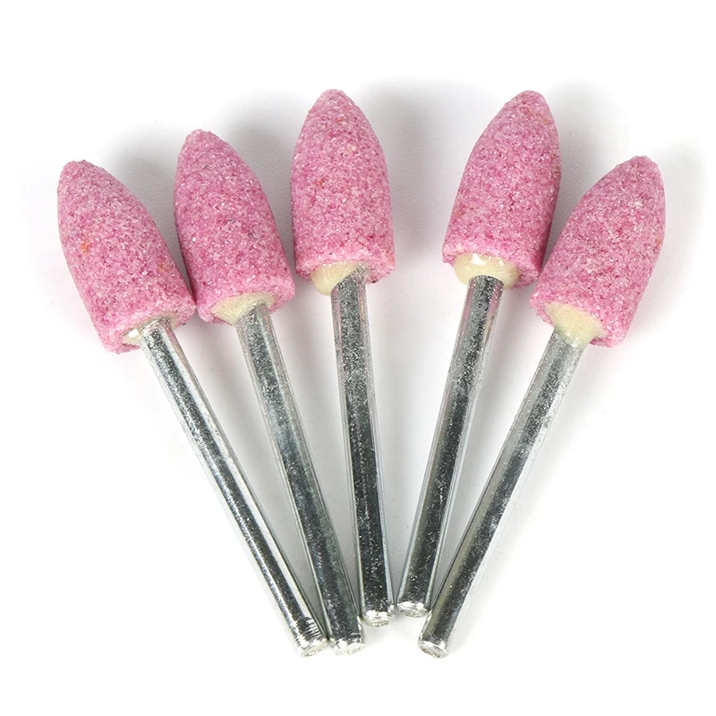 10 pezzi di pietra montata abrasiva per accessori Dremel testa della ruota in pietra abrasiva per utensili rotanti Dremel a forma di proiettile rosa