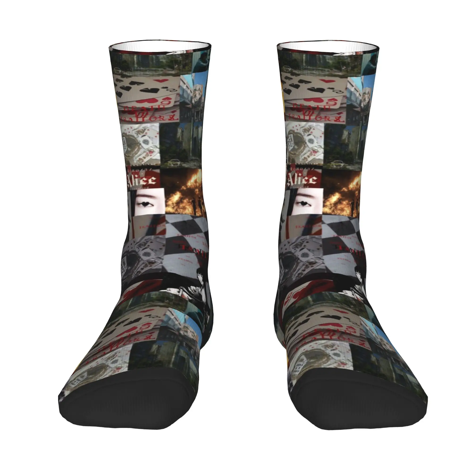 Custom Alice Cartoon In Borderlandes - Chishiya Men's Crew Socks Unisex Cute 3D Printed  Dress Socks