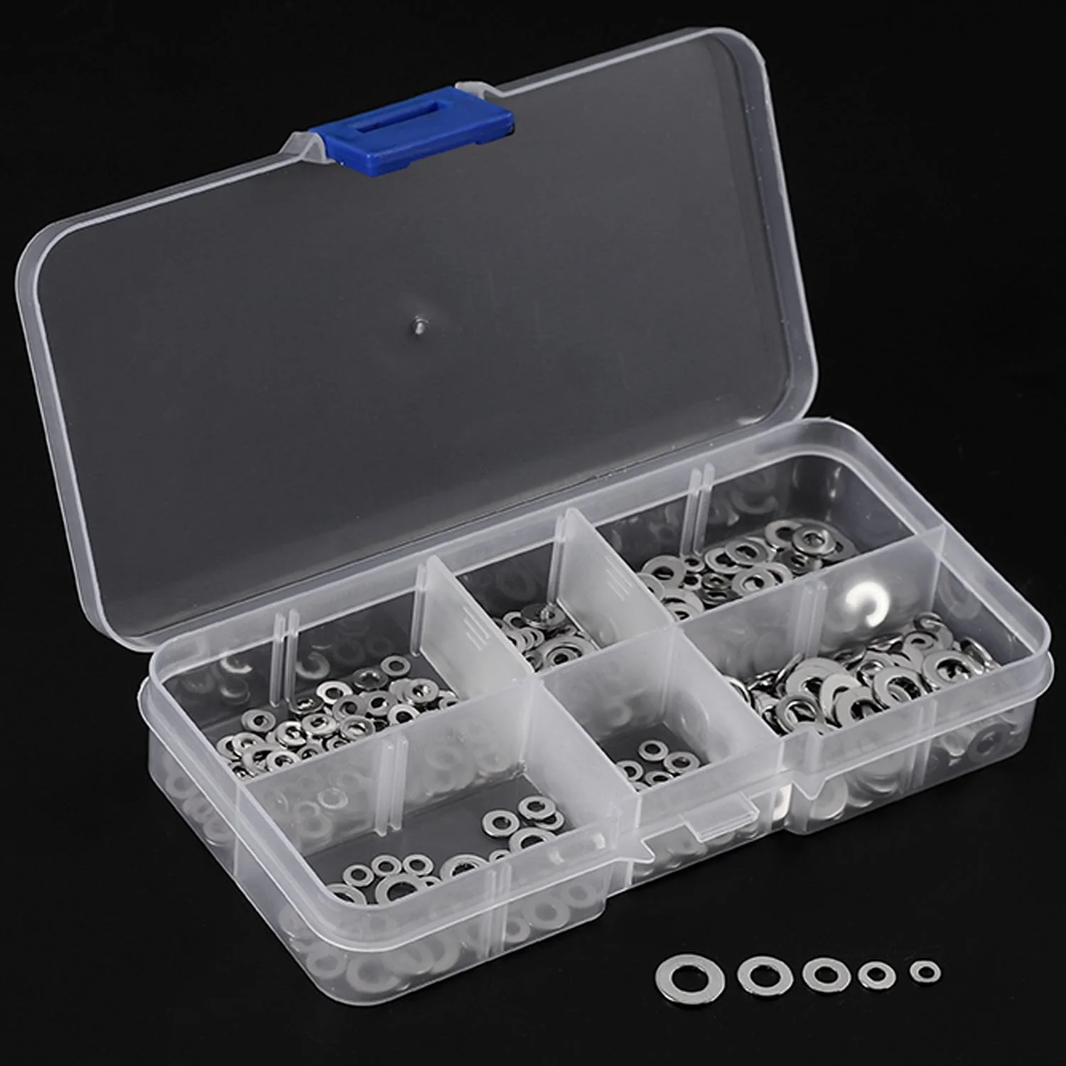 500 unids/set M1.6 M2 M2.5 M3 M4 M5 arandela plana de acero inoxidable Kit surtido de juntas de arandela lisa