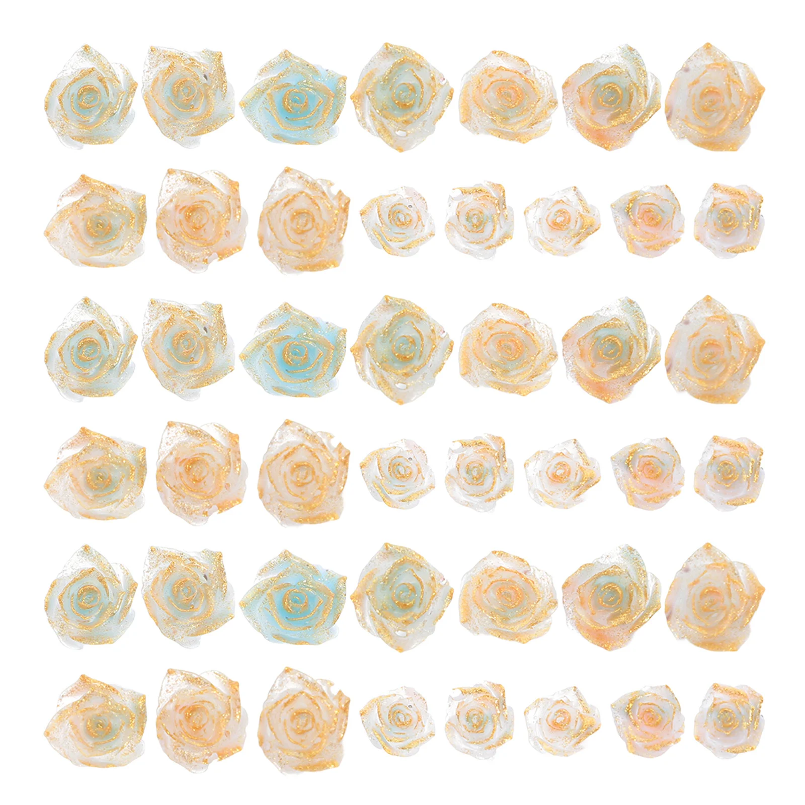 

100Pcs 3D Rose Floral Nail Art Decorations Gradient Color Resin Charms DIY Manicure Supplies Accessories Nail Flowers Charm